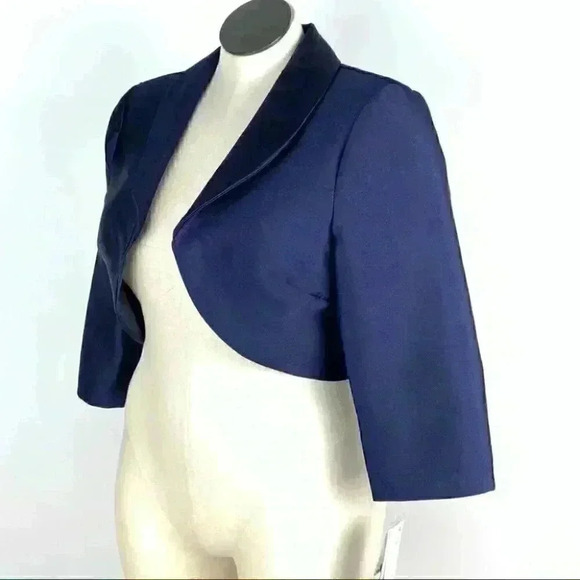New SLNY womens jacket size 16 navy blue shrug formal mother of the bride - Picture 5 of 12
